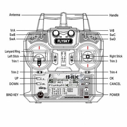FlySky FS-I6X 10-Channel Transmitter Drone Remote Control, I6X+IA6B Left, I6X+IA6B Right, I6X+IA10B Left, I6X+IA10B Right, I6X Left Model 2 No Receiver, I6X Right Model 1 No Receiver, I6X + IA6 Left, I6X + IA6 Right, I6X+A8S Left, I6X+A8S Right