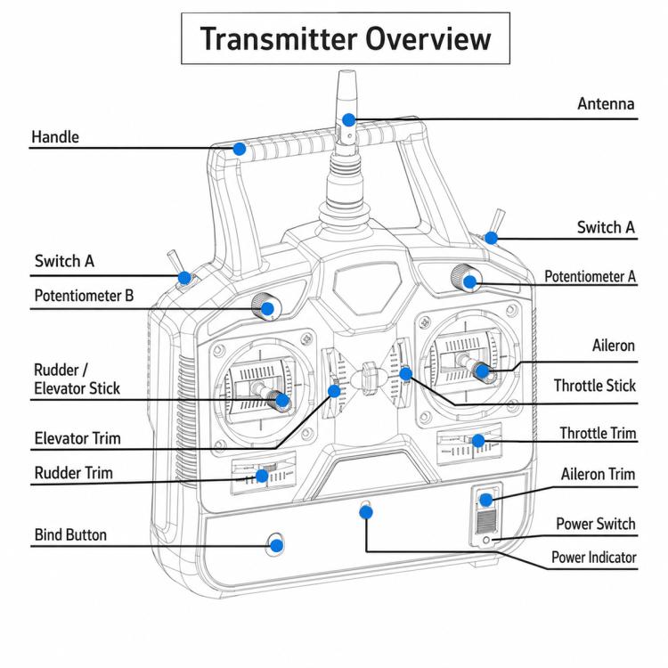 FlySky FS-CT6B 2.4GHz 6CH Radio Model RC Transmitter & R6B Receiver, CT6B+R6B