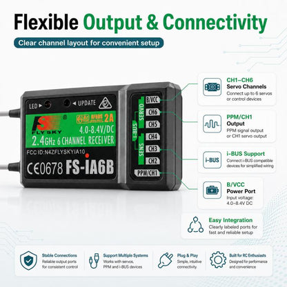 FlySky FS-iA6B 6 Channel Receiver for FS-i6 / i6X / i6S RC Transmitter, FS-iA6B