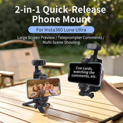 2-in-1 Quick-Release Phone Clamp Mount, For Insta360 X6