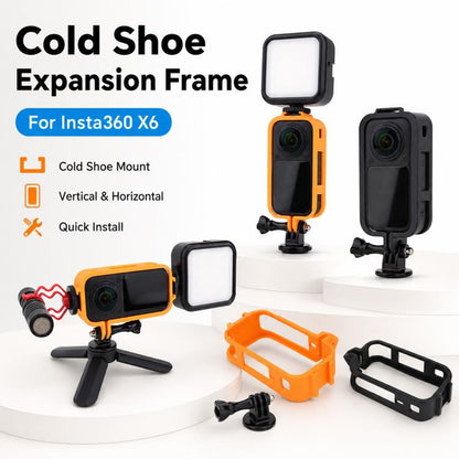 Camera Protective Frame with 1/4 Screw Mount & Cold Shoe, For Insta360 X6