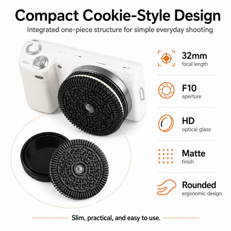 32mm F10 Fixed?Focus Pancake Lens for Sony E-mount Cameras, For Sony E-mount