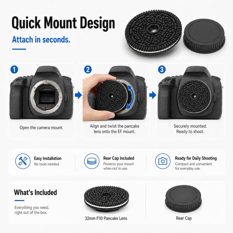 38mm F10 Fixed-Focus Lens for Canon EF/EFS-mount DSLR Cameras, For Canon EF/EFS-mount