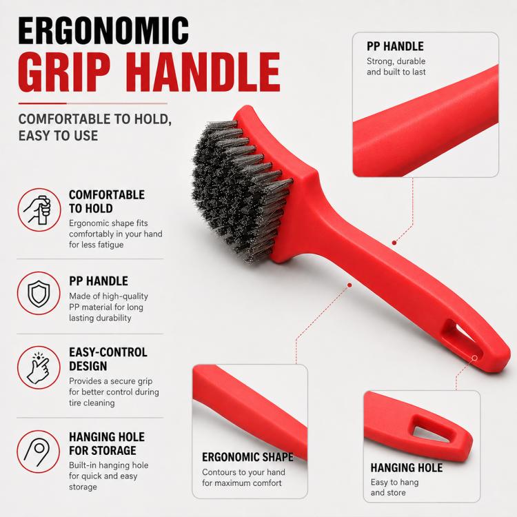 Car Tire Repair Buffing Wire Brush, Wheel Rim Steel Wire Cleaning Tool