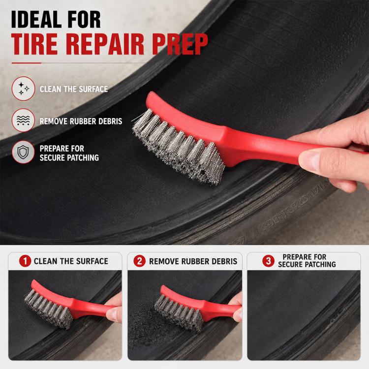 Car Tire Repair Buffing Wire Brush, Wheel Rim Steel Wire Cleaning Tool