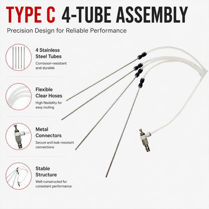 Pneumatic Carbon Deposit Cleaning Tool, 4-Tube Car Engine Carbon Cleaning Kit, Type C