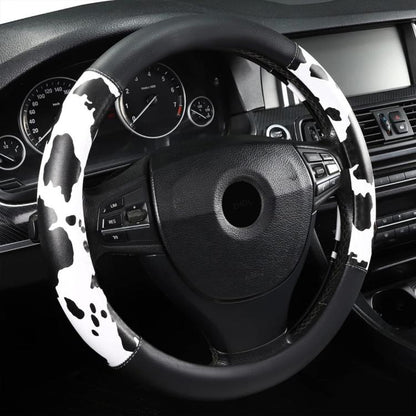 Car Cow Print Steering Wheel Cover, Diameter: 38cm, without Shoulder Pads, with Shoulder Pads