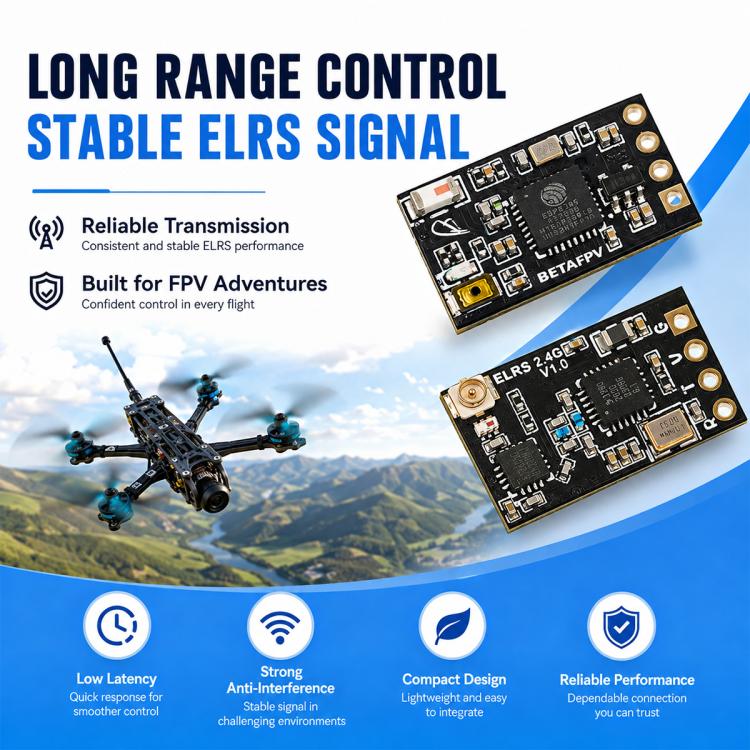 BETAFPV ELRS Nano 2.4GHz Receiver for FPV Racing Drones, Length: 46mm, ELRS Nano