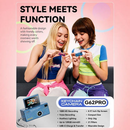 G62 Pro 0.97 inch Flip Screen 1080P HD Pixel Keychain Retro Mini Thumb Camera