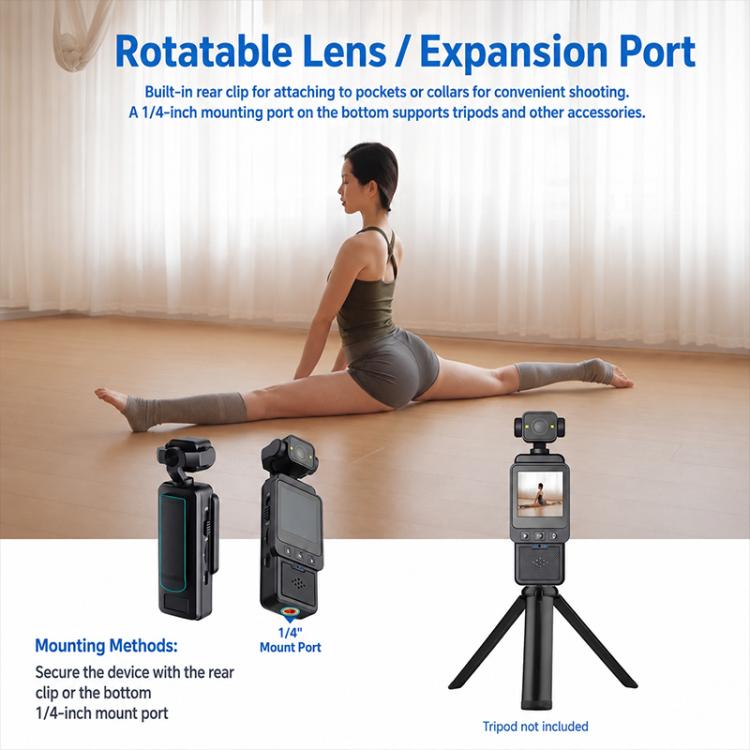 DV01 Portable Handheld Sports Pocket Camera with 180 Rotating Lens, WiFi+32G, WiFi+64G, WiFi+128G, Non-WiFi, Non-WiFi+32G, Non-WiFi+64G, Non-WiFi+128G