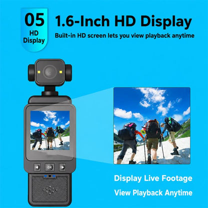 DV01 Portable Handheld Sports Pocket Camera with 180 Rotating Lens, WiFi+32G, WiFi+64G, WiFi+128G, Non-WiFi, Non-WiFi+32G, Non-WiFi+64G, Non-WiFi+128G
