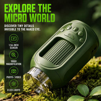 Portable 1000X Handheld Digital Kids Microscope with Screen, Only Host, Host + 16GB, Host + 32GB