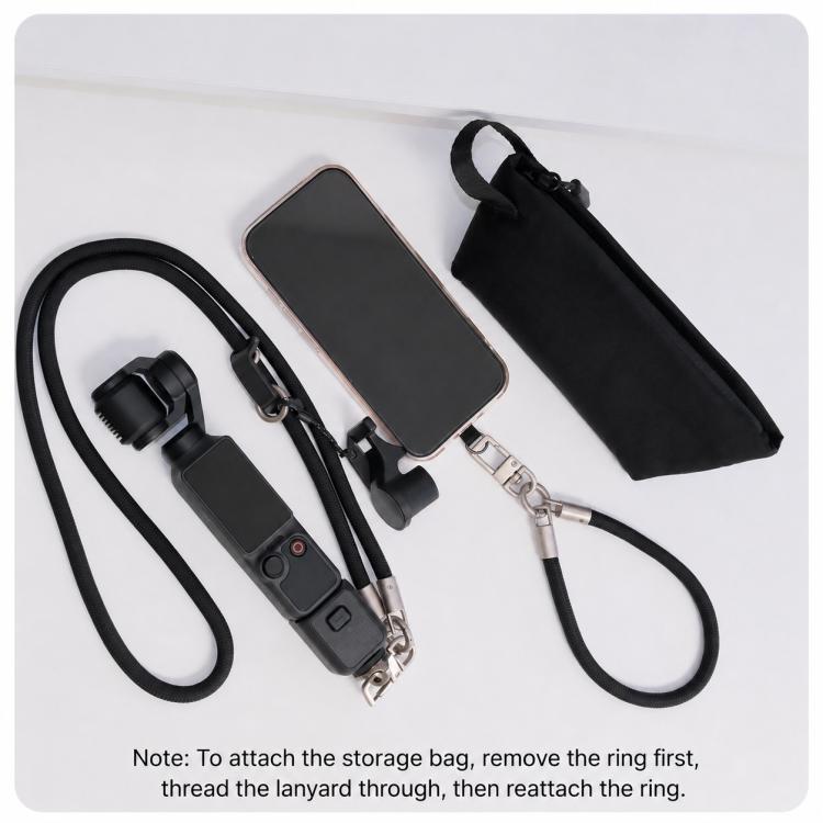 Xasurg Camera Lanyard Adjustable Crossbody Strap For DJI Osmo Pocket 4 / 3, Metal Buckle Cord, Metal Buckle Cord + Wrist Strap, Metal Buckle Cord + Buckle