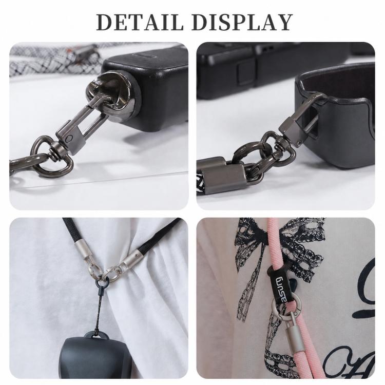 Xasurg Camera Lanyard Adjustable Crossbody Strap For DJI Osmo Pocket 4 / 3, Metal Buckle Cord, Metal Buckle Cord + Wrist Strap, Metal Buckle Cord + Buckle