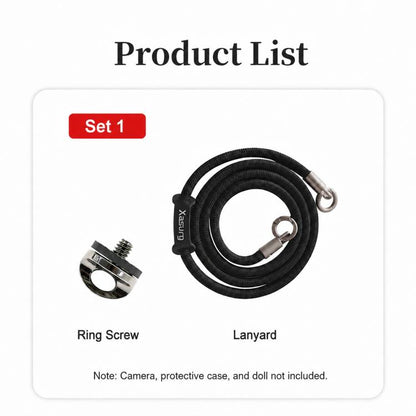 Xasurg Camera Lanyard Adjustable Crossbody Strap For DJI Osmo Pocket 4 / 3, Metal Buckle Cord, Metal Buckle Cord + Wrist Strap, Metal Buckle Cord + Buckle