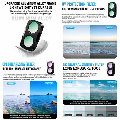 For DJI Osmo Pocket 4P Xasurg Camera Lens Filter, CPL, Black Mist 1/4, NIGHT, 3 in 1 CPL VND Black Mist, 3 in 1 CPL ND32 Black Mist, 4 in 1 CPL ND UV