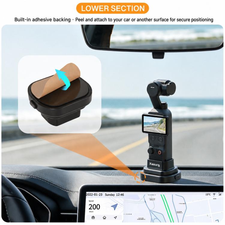 Xasurg Detachable Car Mount Base Desktop Stand, For DJI Osmo Pocket 4 / 3