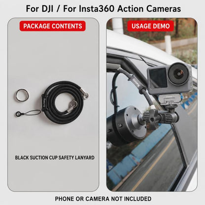 Xasurg Electric Vacuum Suction Cup Mount for DJI, Insta360, GoPro and Other Action Cameras, Suction Cup, Suction Cup + Arm, Suction Cup + Arm + Strap