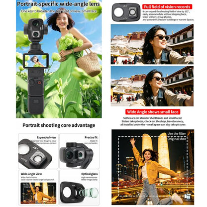 For DJI Osmo Pocket 4P JSR KB Series Clip-on Camera Lens Filter, UV, CPL, ND8, ND16, ND32, ND64, GND8, GND16, VND2-5, VND6-9, STAR, NIGHT, Black Mist 1/4, Wide Angle, 3 in 1 UV ND8/16, 3 in 1 CPL Black Mist VND, 4 in 1 CPL ND8/16/32, 4 in 1 ND8-64PL