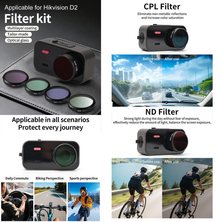 For Hikvision D2 JSR KB Series Quick Release Camera Lens Filter, UV, CPL, ND8, ND16, ND32, ND64, STAR, NIGHT, Black Mist 1/4, 4 in 1 ND8-64, 4 in 1 CPL ND, 6 in 1 ND UV CPL, 8 in 1 Mixed Filter, 12 in 1 Mixed Filter