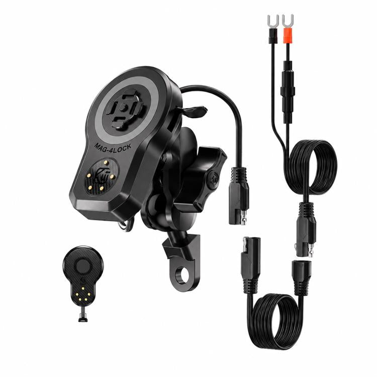 45W Motorcycle 360-degree Rotating Magnetic Phone Wireless Charger Holder, Handlebar Model-A1, Rearview Mirror Mount-A2, Rearview Mirror Arm-A3, M8 Screw-A4, Crossbar-A5, Heavy-Duty Clamp-A6, Oil Pump Base-A7