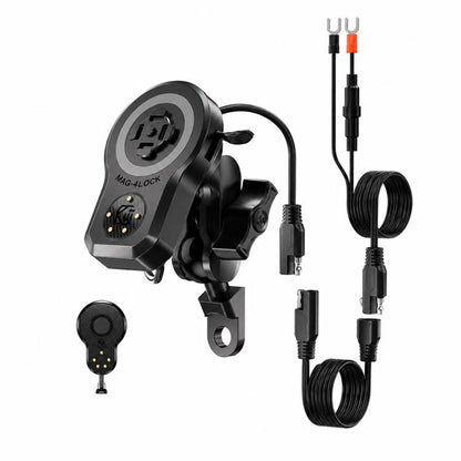45W Motorcycle 360-degree Rotating Magnetic Phone Wireless Charger Holder, Handlebar Model-A1, Rearview Mirror Mount-A2, Rearview Mirror Arm-A3, M8 Screw-A4, Crossbar-A5, Heavy-Duty Clamp-A6, Oil Pump Base-A7