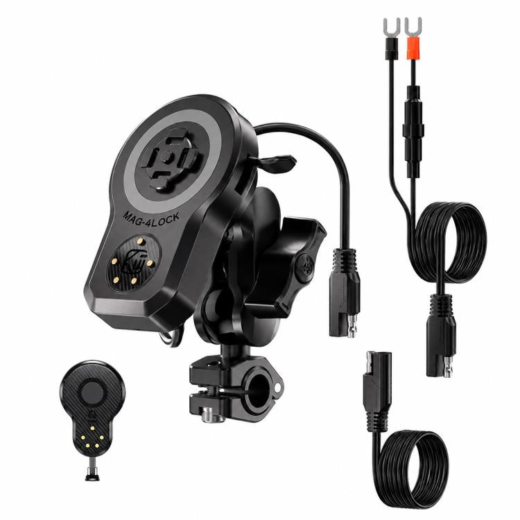 45W Motorcycle 360-degree Rotating Magnetic Phone Wireless Charger Holder, Handlebar Model-A1, Rearview Mirror Mount-A2, Rearview Mirror Arm-A3, M8 Screw-A4, Crossbar-A5, Heavy-Duty Clamp-A6, Oil Pump Base-A7