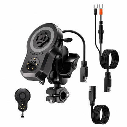 45W Motorcycle 360-degree Rotating Magnetic Phone Wireless Charger Holder, Handlebar Model-A1, Rearview Mirror Mount-A2, Rearview Mirror Arm-A3, M8 Screw-A4, Crossbar-A5, Heavy-Duty Clamp-A6, Oil Pump Base-A7