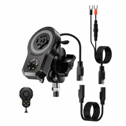 45W Motorcycle 360-degree Rotating Magnetic Phone Wireless Charger Holder, Handlebar Model-A1, Rearview Mirror Mount-A2, Rearview Mirror Arm-A3, M8 Screw-A4, Crossbar-A5, Heavy-Duty Clamp-A6, Oil Pump Base-A7