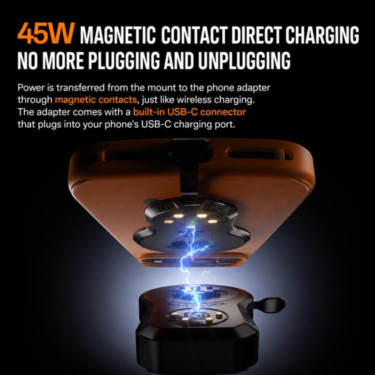 45W Motorcycle 360-degree Rotating Magnetic Phone Wireless Charger Holder, Handlebar Model-A1, Rearview Mirror Mount-A2, Rearview Mirror Arm-A3, M8 Screw-A4, Crossbar-A5, Heavy-Duty Clamp-A6, Oil Pump Base-A7