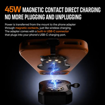 45W Motorcycle 360-degree Rotating Magnetic Phone Wireless Charger Holder, Handlebar Model-A1, Rearview Mirror Mount-A2, Rearview Mirror Arm-A3, M8 Screw-A4, Crossbar-A5, Heavy-Duty Clamp-A6, Oil Pump Base-A7