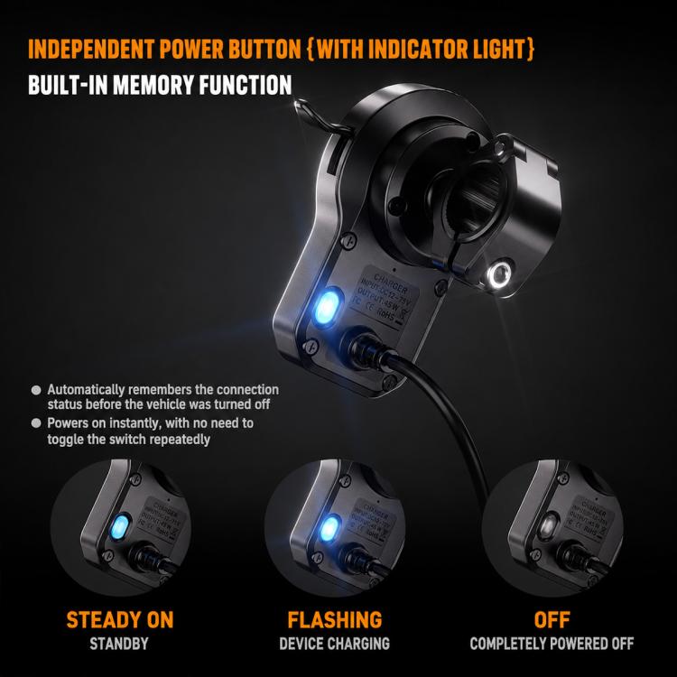 45W Motorcycle 360-degree Rotating Magnetic Phone Wireless Charger Holder, Handlebar Model-A1, Rearview Mirror Mount-A2, Rearview Mirror Arm-A3, M8 Screw-A4, Crossbar-A5, Heavy-Duty Clamp-A6, Oil Pump Base-A7