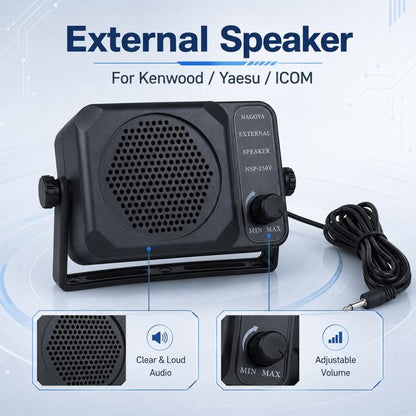 NSP-150V Car Radio External Speaker with Volume Control and Adjustable Stand