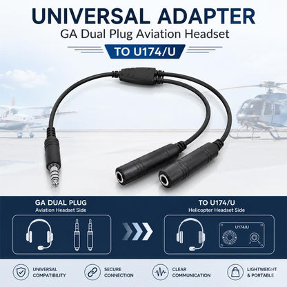 7.1mm GA Dual Plug to U174?U Helicopter Earphone Adapter