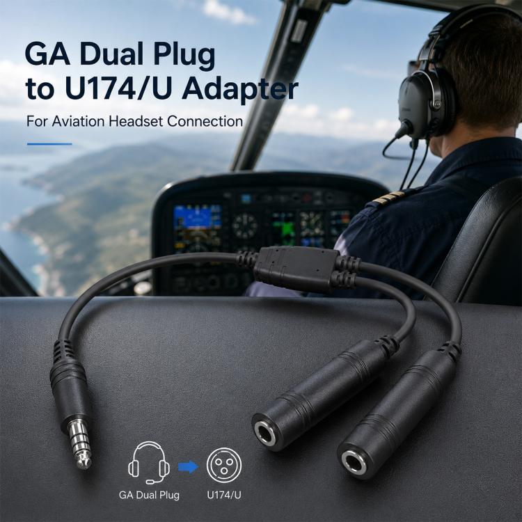 7.1mm GA Dual Plug to U174?U Helicopter Earphone Adapter