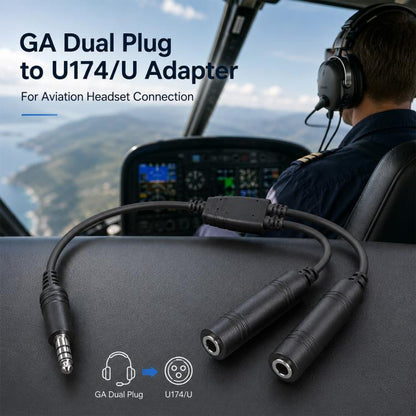 7.1mm GA Dual Plug to U174?U Helicopter Earphone Adapter