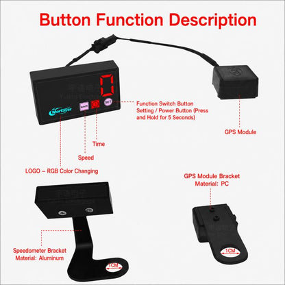 5-in-1 Motorcycle / Electric Bike Multifunctional Vehicle Speedometer with GPS Module, Air Temperature Version, Water Temperature Version