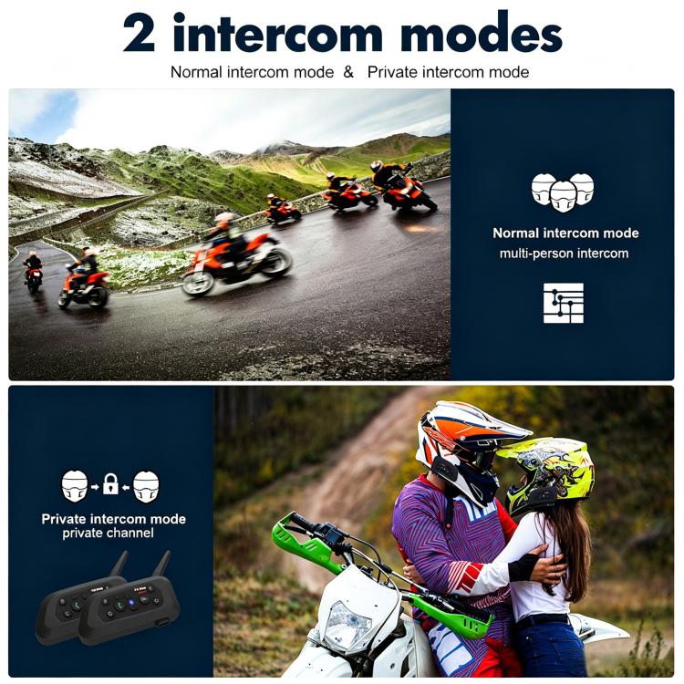 V6 Pro Motorcycle Helmet Bluetooth Earphone Supports Real-Time Waterproof Intercom, Single, 1 Pair
