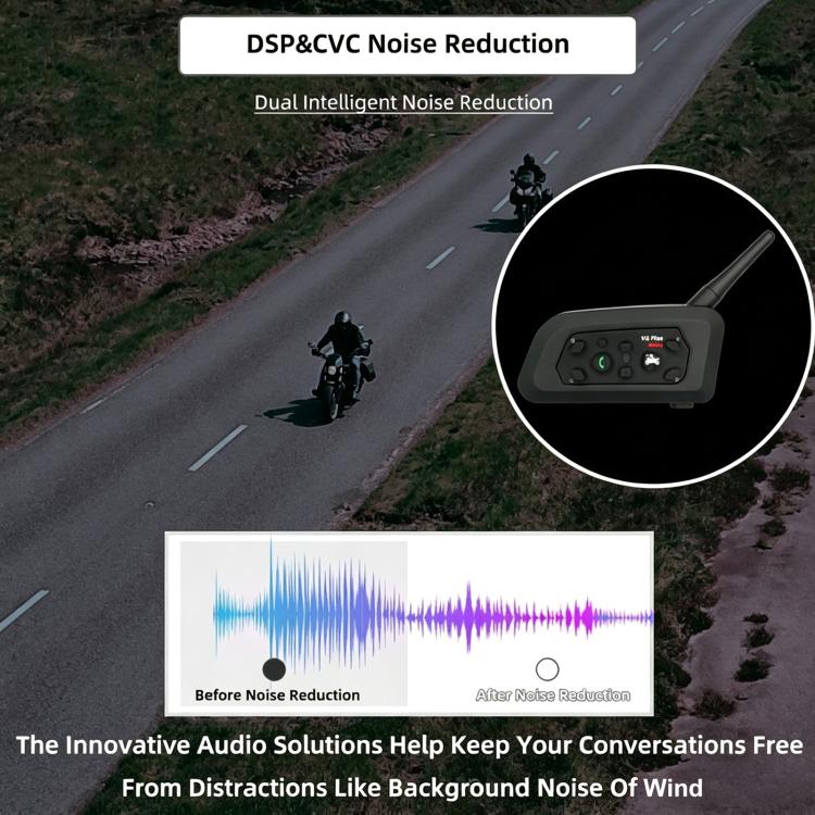 V6 Pro Motorcycle Helmet Bluetooth Earphone Supports Real-Time Waterproof Intercom, Single, 1 Pair