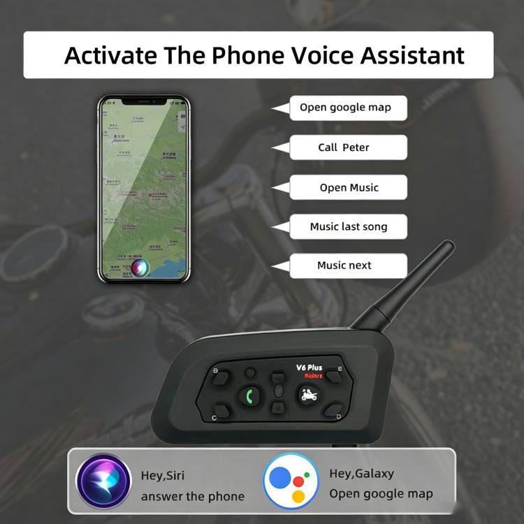 V6 Pro Motorcycle Helmet Bluetooth Earphone Supports Real-Time Waterproof Intercom, Single, 1 Pair