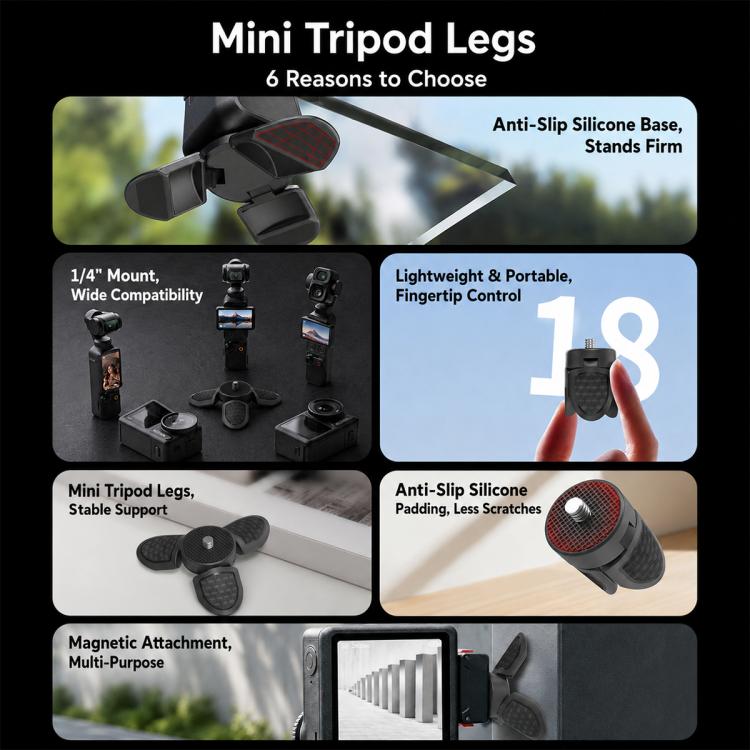 Portable Mini Tripod Desktop Holder with 1/4 inch Screw, Common Version, Magnetic Version