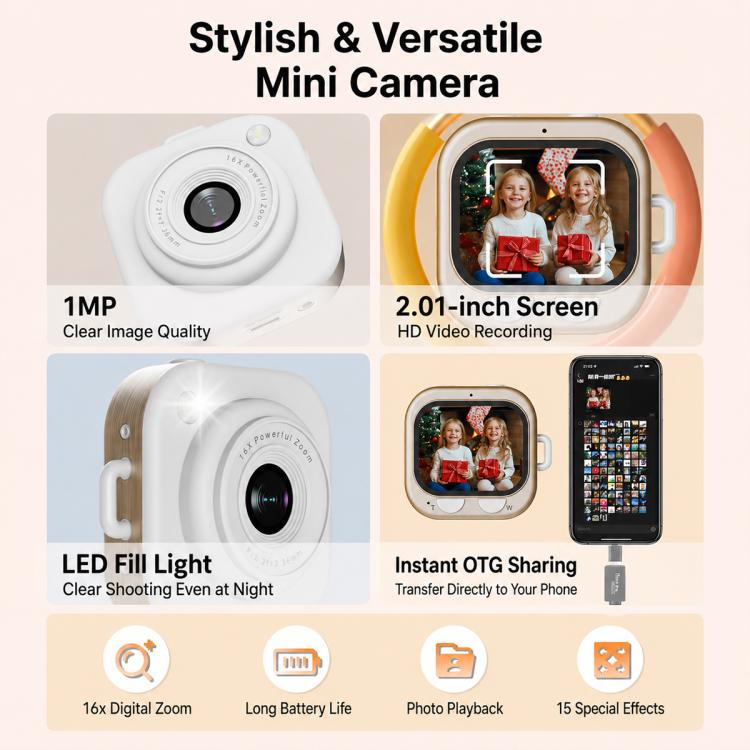 Q16 Mini Portable Kids Neck-Mount HD Camera, Without TF Card, With 32GB TF Card