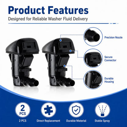 2 PCS Front Windshield Washer Wiper Jet Water Spray Nozzle for Ford / Lincoln