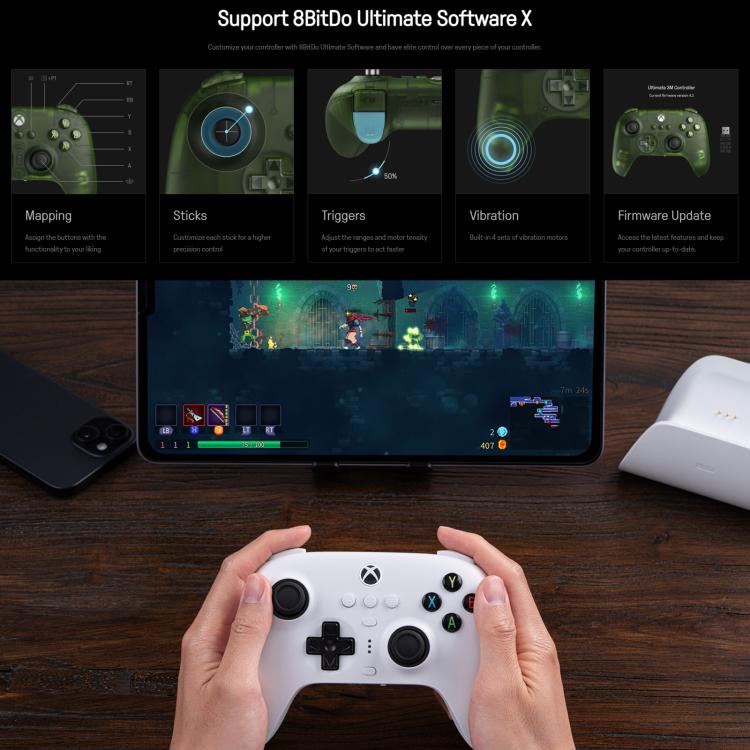 8BitDo Orion X-Pro Tri-Mode Wireless Game Controller with Dual Hall Effect Joysticks for Xbox, PC, Android and iOS