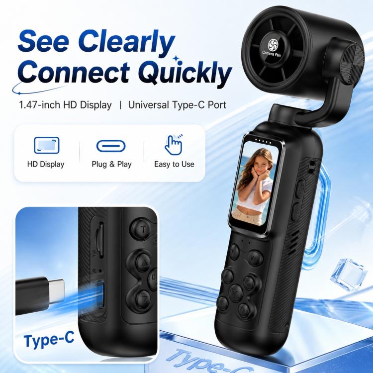 1.47 inch IPS Screen 2.5K HD Handheld Vlog Video Camera with Fan