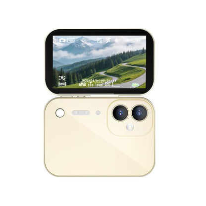 D28s 3 inch 64MP HD Retro Flip Touch Digital Camera Supports Music / Movies  / Games, without Lanyard, with Lanyard