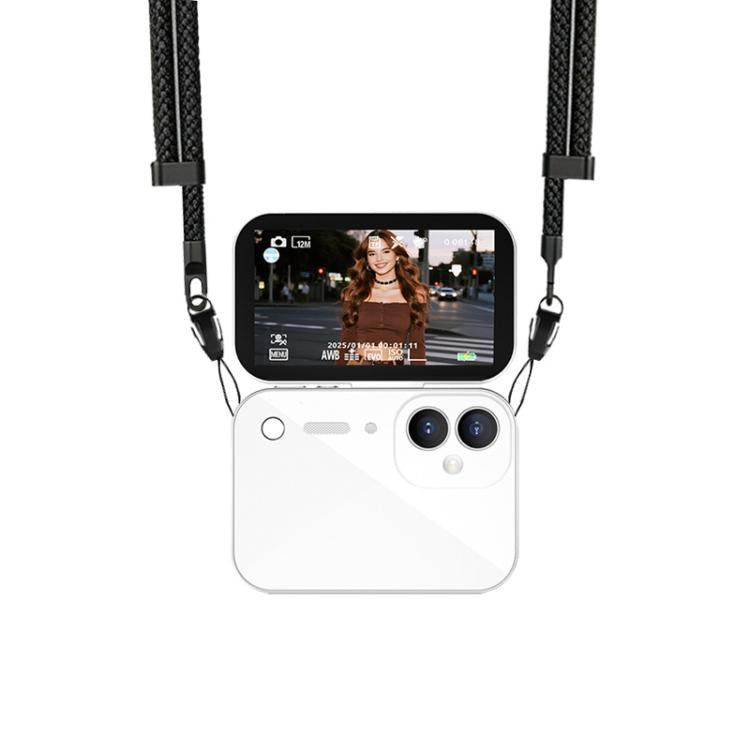 D28s 3 inch 64MP HD Retro Flip Touch Digital Camera Supports Music / Movies  / Games, without Lanyard, with Lanyard