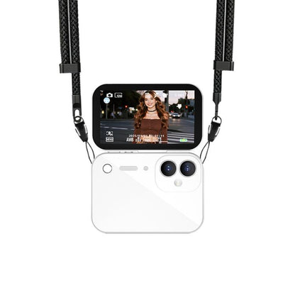 D28s 3 inch 64MP HD Retro Flip Touch Digital Camera Supports Music / Movies  / Games, without Lanyard, with Lanyard