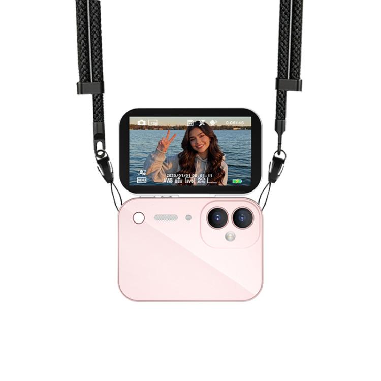 D28s 3 inch 64MP HD Retro Flip Touch Digital Camera Supports Music / Movies  / Games, without Lanyard, with Lanyard