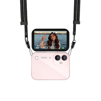 D28s 3 inch 64MP HD Retro Flip Touch Digital Camera Supports Music / Movies  / Games, without Lanyard, with Lanyard